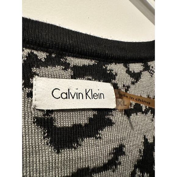 Calvin Klein Size XL Short Sleeve Leopard Print Stretch Mini Sweater Dress Black - Picture 4 of 8